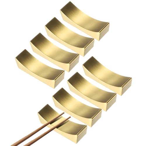 QUARKZMAN 8pcs Porte-Baguettes en Acier Inoxydable 304, Porte-Couverts Courbé Porte-Couteau pour Plan De Travail pour Tenir Baguettes Cuillères Fourchettes Couteau Décoration De Table, Doré