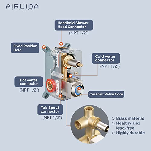 Airuida Brushed Nickel Wall Mount Bathtub Faucet With Handheld Shower Sprayer Waterfall Spout With Modern Single Handle Tub Filler Faucet Hot And Cold Water Mixer Tap Shower #TOP4