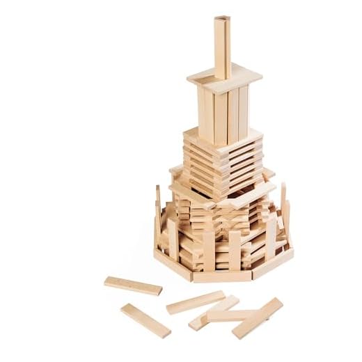 Eichhorn - Holzbaukasten - Holzsteine zum Bauen, inkl. Vorlagen, aus FSC 100% zertifiziertem Buchenholz, 200 teilig, für Kinder ab Zwei Jahren