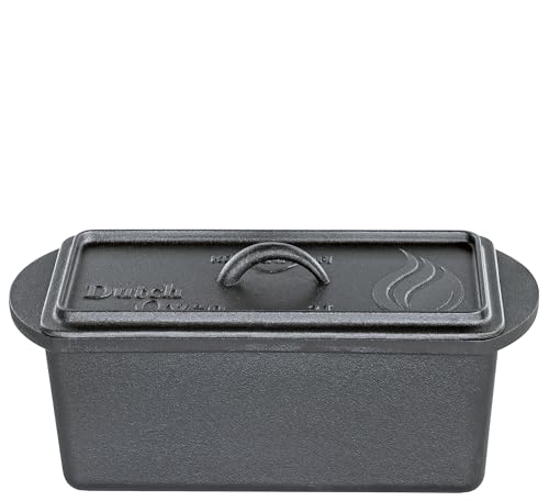 Küchenprofi Dutch Oven BBQ, pentola in ghisa pretrattata, pronta all'uso, a forma di scatola, con coperchio e sollevatore, adatta al forno e a induzione, per cottura e stufatura, 3 l