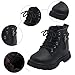 Toddler Boys Girls Ankle Snow Boots Kids Work Combat Boots Winter Warm Fleece Lined Lace Up Casual Outdoor Hiking Short Booties Fashion Leather Chunky Heel Anti-Slip Walking Shoes(Black,8.5)