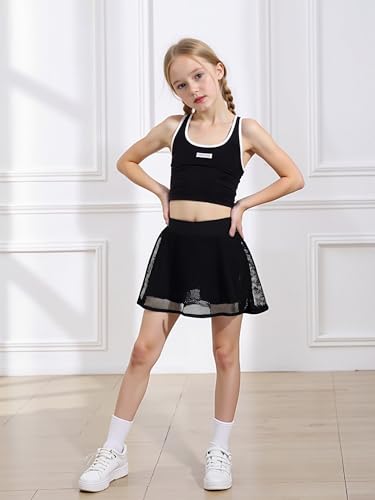 Girls Cute Mesh Skirt with Shorts Underneath Fun and Functional Athletic Shorts for Kids 4-13Y3