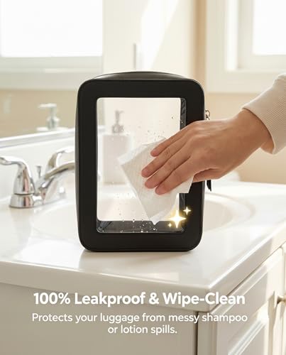 Image of LETGO Clear Makeup Bags for Beach, TSA Approved Toiletry Bag with Zipper, Clear Beach Makeup Organizer Fit Carry-on Travel Essentials,Small Cosmetic Bags for Women Men (O-Black)