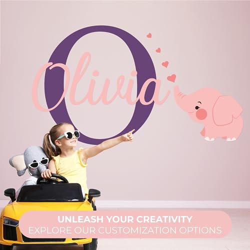 Vinilo decorativo infantil elefante personalizado 28x17 in miniatura 2