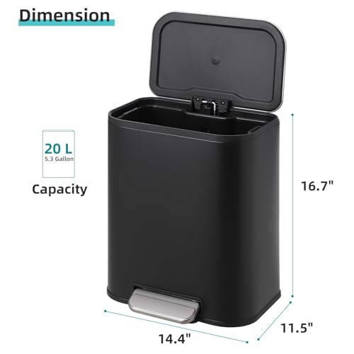 Caneca de basura mediana de acero inoxidable negra con pedal miniatura 3