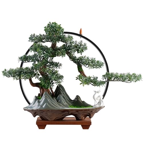 Office Decoration Lamp Circle Entryway Desktop Living Room Simulation Bonsai Ornaments Creative