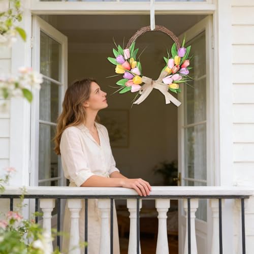 Corona floral artificial para puerta que soluciona la decoración viva 3