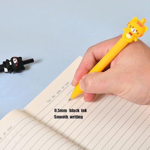 6 bolígrafos retráctiles de gel negro 0.5mm diseño animal miniatura 4