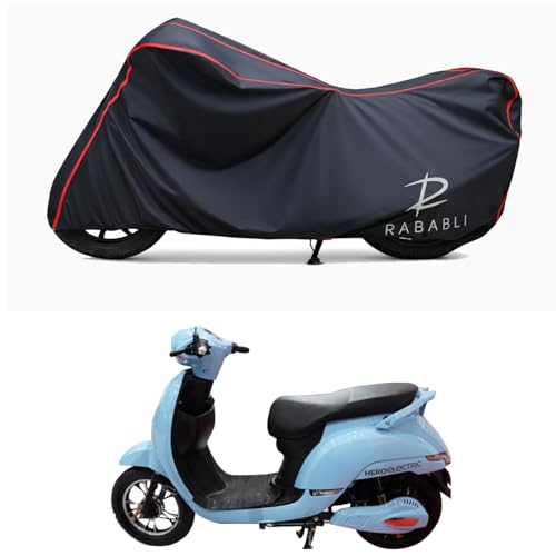 Image of Waterproof Bike Body Cover Compatible for | Hero Electric AE-8 | Taffeta Fabric, Red Piping Design, Bottom Elastic Fit | Dustproof, Sun UV & Rain Protection for All Bikes