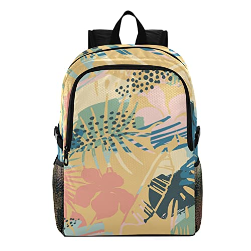 Cartable dos à sac Vnurnrn feuille d'été pour sorties scolaires et voyages en famille