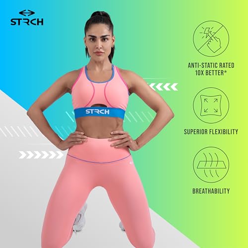 Image of STRCH Nylon High Waist No-Roll Leggings for Women- Secure fit, Leggings for Gym, Yoga, Running, Super Stretch, Sweat-Wicking, Lightweight, Breathable, Wrinkle Free, No-roll Waist Band.