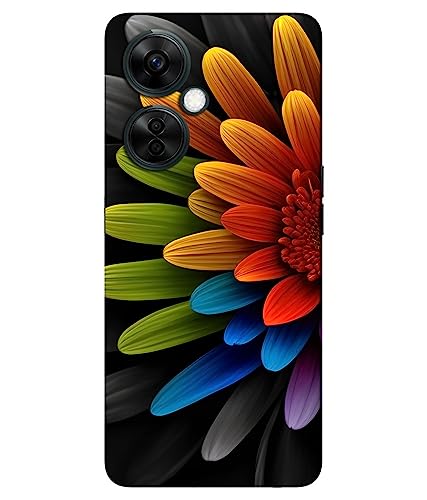 Image of ''Colorful Flower'' (Grey) Printed Hard Mobile Back Cover & Case for OnePlus Nord CE 3 Lite 5G, Designer | Protective & Premium Cover & Case