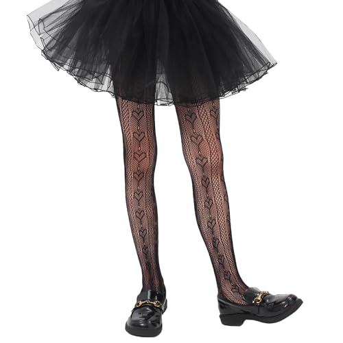 Image of Girls Lace Fishnet Tights Toddler Sheer Patterned Stockings Hollow Dance Pantyhose for Kids Halloween Tights