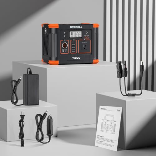 Image of GRECELL Portable Power Station 330W (Peak 600W),GRECELL 288.6Wh Solar Generator with 60W USB-C PD Output, 120V Pure Sine Wave AC Outlet Backup Lithium Battery for Outdoors Camping Travel RVs