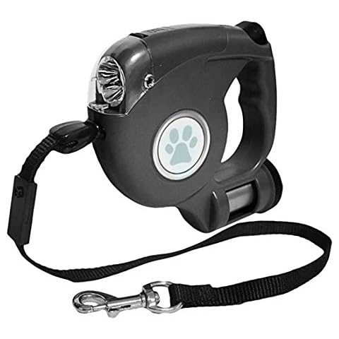 JEBBLAS Retractable Dog Leash, 3 in 1 Lighted Trash Bag Retractable Powerful Leash 5m Retractable Leash Length,Black No Tangle Free Protection for Dogs Cover