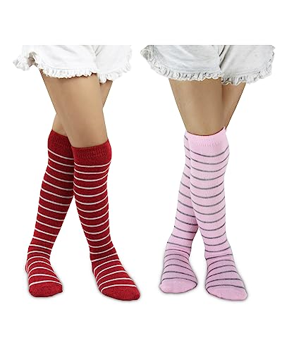 Image of Neska Moda Baby Boys & Girls Cotton Pack of 2 Pair Knee High Socks /Long Socks /Stockings (1-2 Years /2-3 Years /3-4 Years /4-6 Years)-SK1096andSK1100