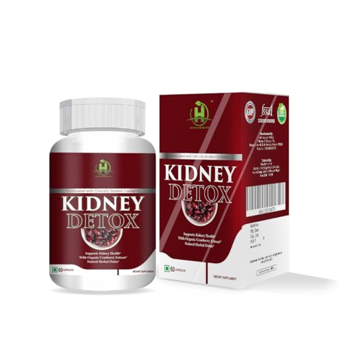 Healthy Nutrition - Just for the Health of it Kidney Detox Veg Capsules,Kidney Stone Dissolver,Creatinine Level,Support Gut Health,Uti & Bladder Problems,Kidney Cleanser,Cranberry Extract-60 Capsules