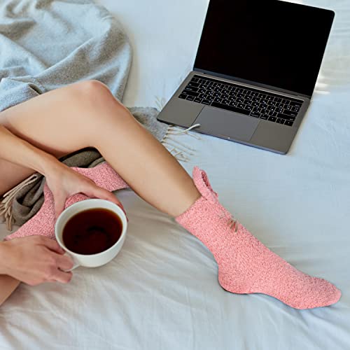 Women Fuzzy Non Slip Slipper Socks Girls Non Skid Winter Warm Fleece Cozy Fluffy Soft 3D Cartoon Animal Cute Crew Socks Novelty Funny Kawaii Home Sleeping Hospital Socks Gift,Pink Rabbit #TOP4