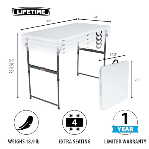 Add LIFETIME 4 Foot Folding Dining Table White Granite - Image 4