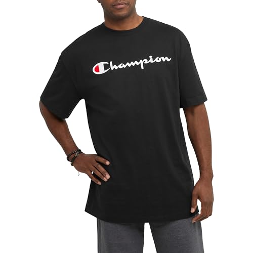 Champion, Cotton Midweight Crewneck Tee, T-Shirt for Men, Script (Reg. Or Big & Tall)