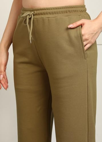 Image of Alan Jones Clothing Women's Relaxed Fit Mid Rise Solid Wide Legs Track Pant