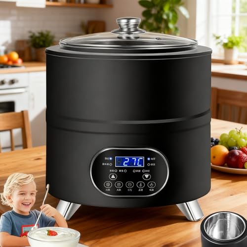 Yogurtera Comercial de 8L/12L con Control de Temperatura 32°C-93°C, Máquina de Fermentación Automática para Yogur y Natto Caseros con Temporizador y Funciones de Seguridad black 8L / 2.1 gal