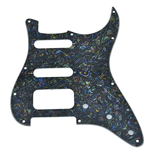 Image of Dopro 11-Hole Strat HSS Guitar Pickguard 3-Screw Humbucking Pickup Mount for American FD Stratocaster Abalone Pearl