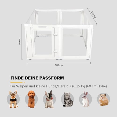 everfront Everfront Clear Acrylic Plastic Dog Playpen Indoor, Para Filhotes, Gatos, Coelhos, Furões,