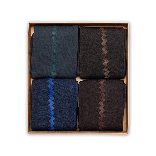 RAFRAY Bamboo Viscose Dress Socks Classic, Men's Premium Lightweight Thin Crew Socks With Gift Box, 4 Pairs, Size 7-11.54