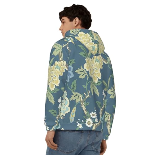 Sweat à capuche homme imprimé fleurs pull hiver automne printemps casual - 5