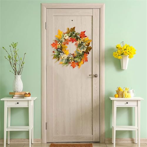 Couronne de feuilles artificielles citrouilles pour porte d'entrée
