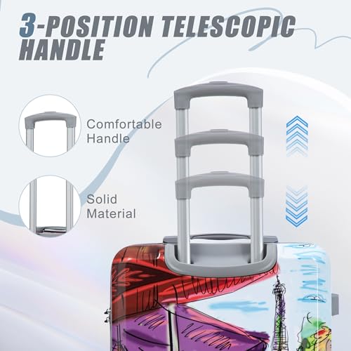 Image of Hardshell Luggage Sets, Lightweight Wave Suitcases with Spinner Wheels, Coffee Tower