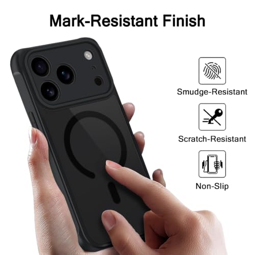 Image of TheGiftKart Hybrid Matte Frosted Translucent Back Cover Case for iPhone 18 Pro Compatible with MagSafe | Shockproof Design | Camera Protection Module | Hard Back Cover Case (PC & TPU, Frost Black)