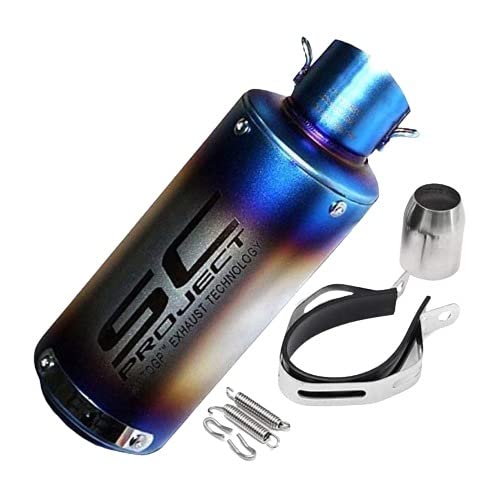 ELTRON TURBO Universal Stainless Steel Slip On Exhaust 36-51 mm Muffler Pipe for All Bikes/Motorcycle (Cylinder Rainbow Silencer, Multicolor)