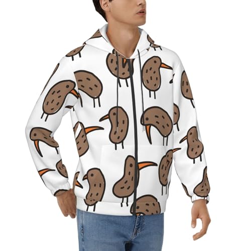 Sweat à capuche homme imprimé mignon pull doux hiver vêtement décontracté Kiwi Birds
