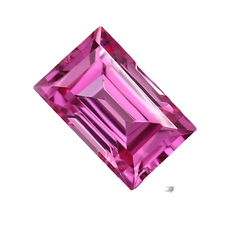 Saphir rose de 12mm gemme naturelle en vrac taille émeraude pour fabrication collier et bague DIY
