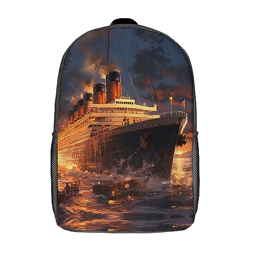 Escape from Boat The Titanic 17 Inch Backpack Travel Laptop Dayback Shoulder Back Pack for Men Women
