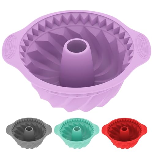 Moldes Silicona Reposteria Redondo1Pcs | Molde Silicona Bizcocho Horno | Molde Bizcocho Freidora de Aire | Molde BIZCOCHO Agujero | Moldes Pastel y Tarta | MOLDES Desmontable 24x11cm (Violeta)