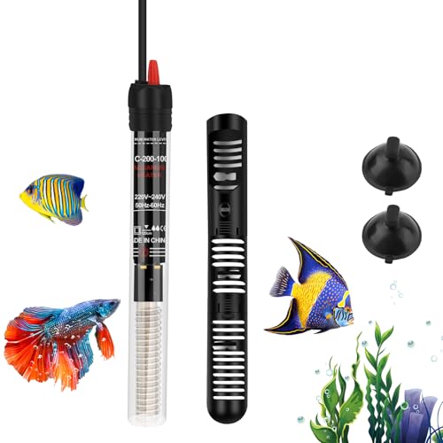 LWMTT Aquarium Heizung 120L,Aquarium Heizstab 100W,Temperatur Einsatellbar,Aquarium Heizer mit Kontrollleuchte Saugnäpfen Schutzhülle Aquariumheizer für Aquarien Fischtanks, 20-34°C, 100W