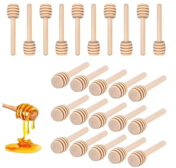 inheming 50 Stück Honiglöffel Holz Set, Rührstäbchen aus Holz Honig, Honig Dipper Holzschläger Honigheber Honigspirale Honigstab für Honig Sirup...