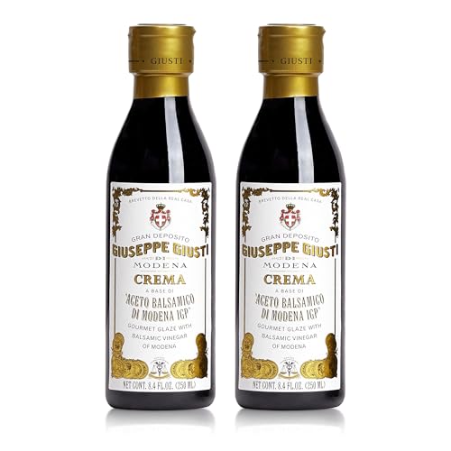 Giusti Balsamic Glaze Based On Thick Balsamic Vinegar Of Modena – Italian Gourmet La Crema Reduction, Smooth & Velvety Drizzle For Meat, Cheese, Salads & Desserts - 8.45 Fl Oz (250 Ml) - Pack Of 2