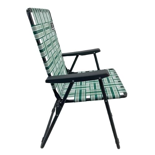 MOUNTAIN SUMMIT GEAR Retro Webbed Camping Chair - Lightweight, Foldable, Durable Steel Frame, 300lb Capacity, Vintage Stripes by Caddis Sports (1, Sage Green) - Image 6