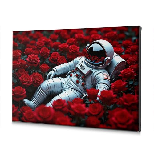 Toile astronaute PKRD : rompez la monotonie de votre salon avec des roses