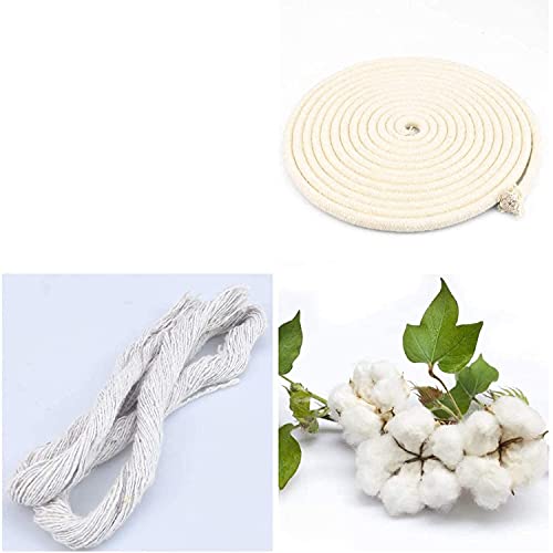 BallHull 1/4 Inch Natural Cotton Rope, White Craft Rope Clothesline, Used for DIY Rope Baskets, Handicrafts, Candle Wicks, etc, 6MM, 52 Feet.