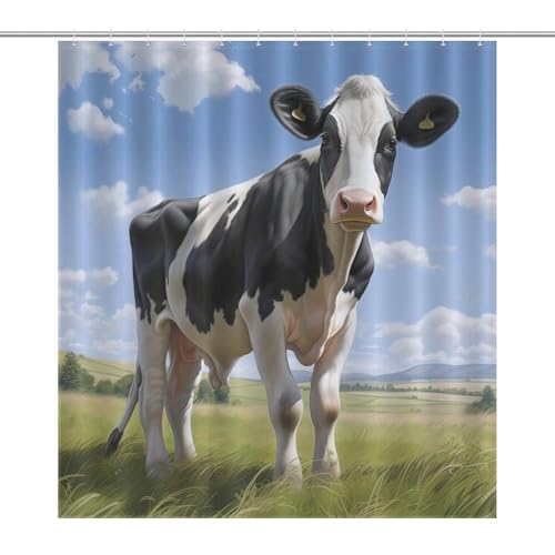 Rideau de douche tissu polyester vache 168x183cm lavable