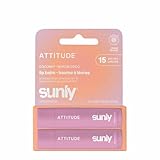 ATTITUDE SPF 15 Lip Balm Duo, Broad Spectrum Mineral Lip Balm with Zinc Oxide, EWG Verified, Vegan, Hydrating & Nourishing, Coconut Flavor, 4.5 grams (Pack of 2)