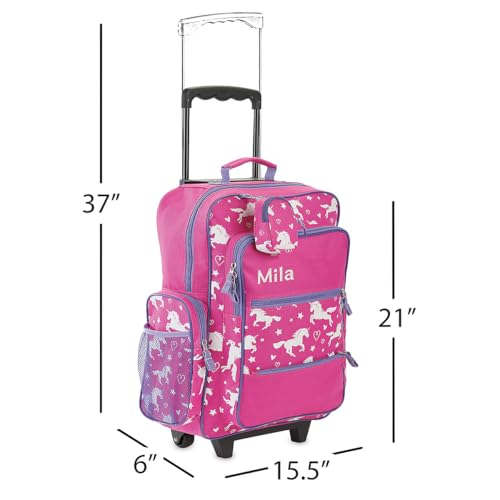 Lillian Vernon Personalized Personalized Kids Suitcases for Girls, 5-Pocket Unicorn Design Rolling Luggage Set, Customizable Travel Carrier on Wheels2