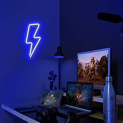 Image of Lumoonosity Lightning Bolt Neon Signs, USB Powered Led Lightning Bolt Light with On /Off Switch, Lightning Neon Sign for Wall Decor, Hanging Led Signs, Neon Lights for Bedroom, Gaming Room Setup
