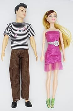 Shining Edge Enterprises Beautiful Boy and Girl Doll Set. Multi Colors Couple Doll Set for Girls, Color as per The Stock