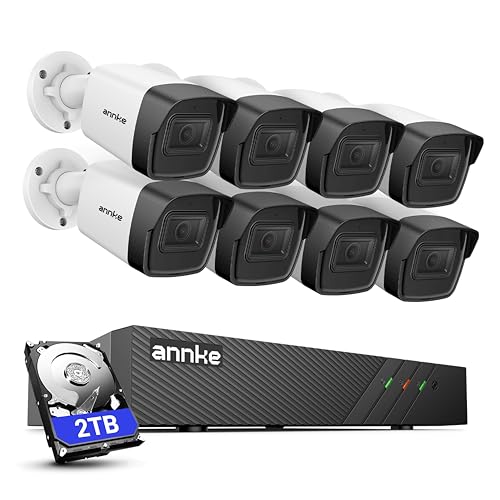 ANNKE H500 3K 5MP Poe Security Camera System with Audio, 8CH H.265+ NVR with 2TB HDD for 7/24 Recording, 8pcs Wired Outdoor IP Camera, Human&Vehicle Detection, Color Night Vision, Build-in Mic, IP67